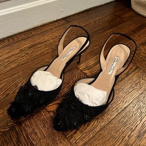 Oscar de la Renta Navy Embellished Heels - Size 39.5 (9)